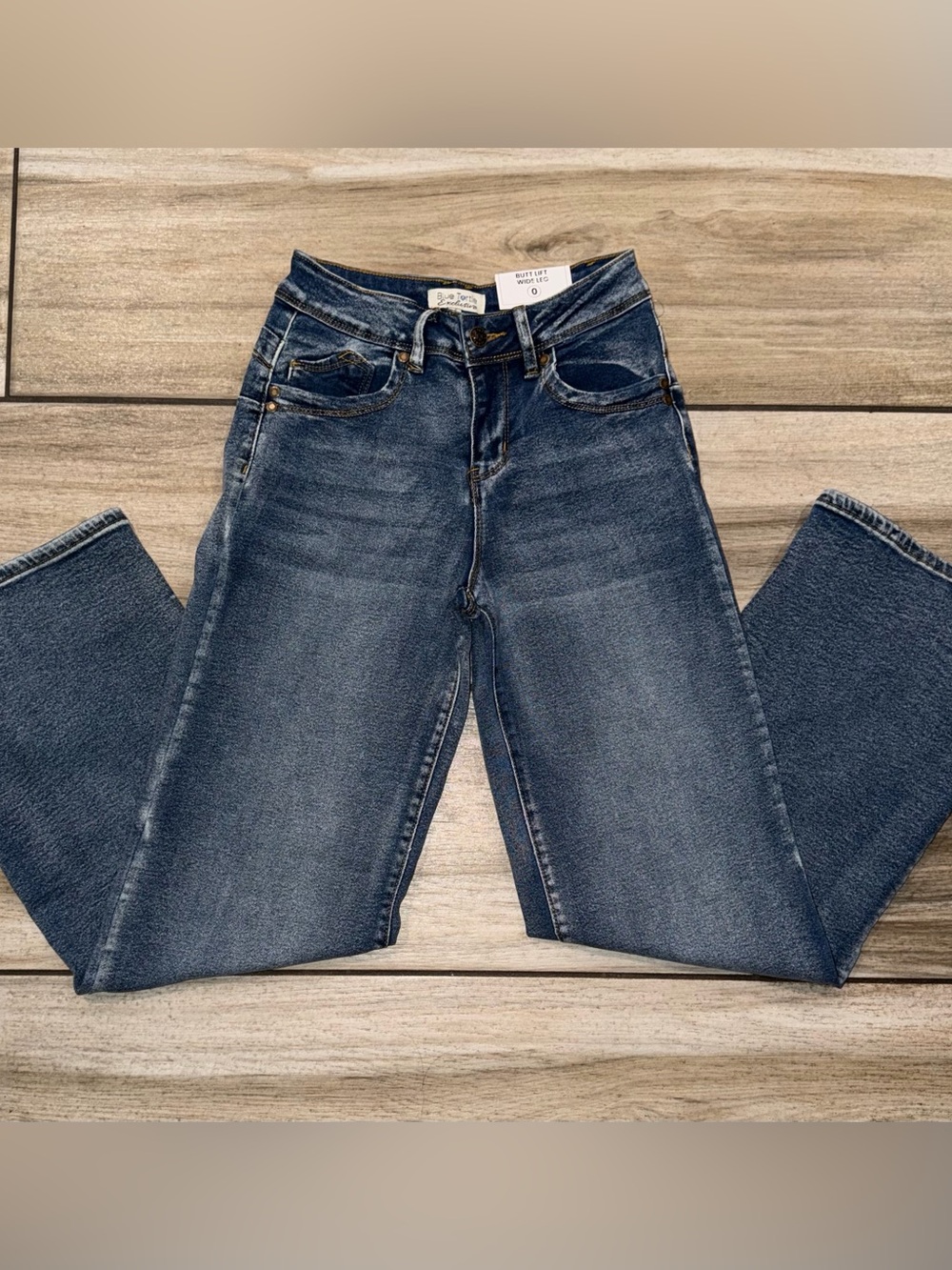 High-Rise Straight Leg Jeans in Dark Blue